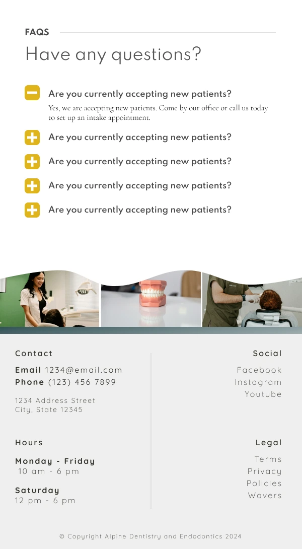 mobile design for faqs and footer