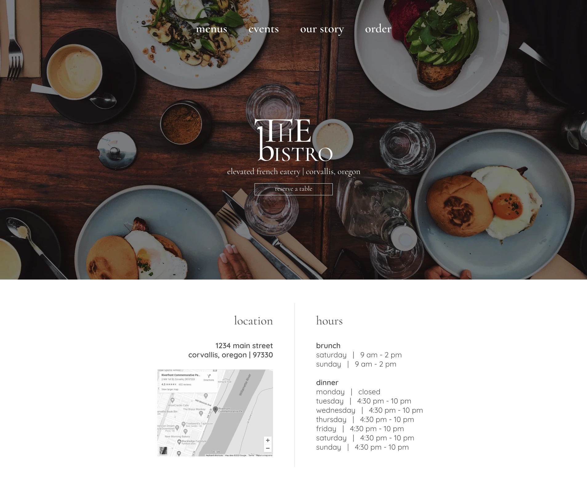 website design for home page header