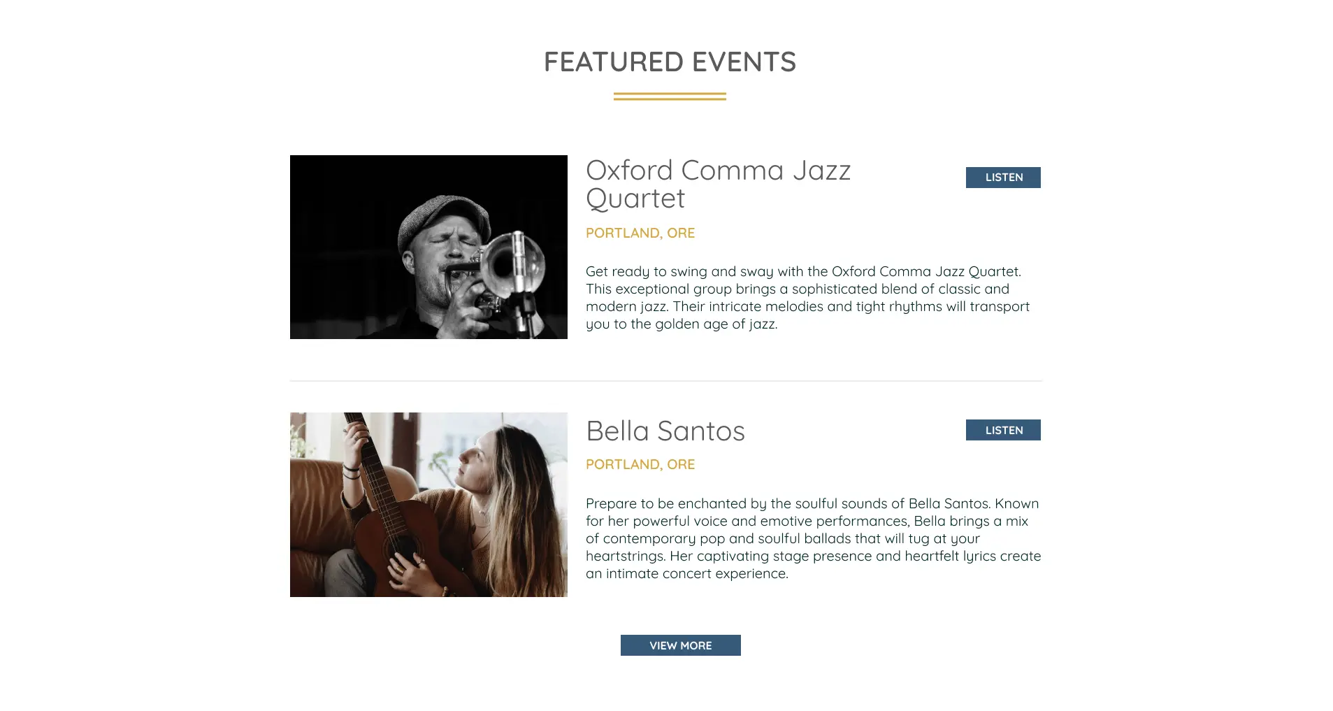 website design for event page