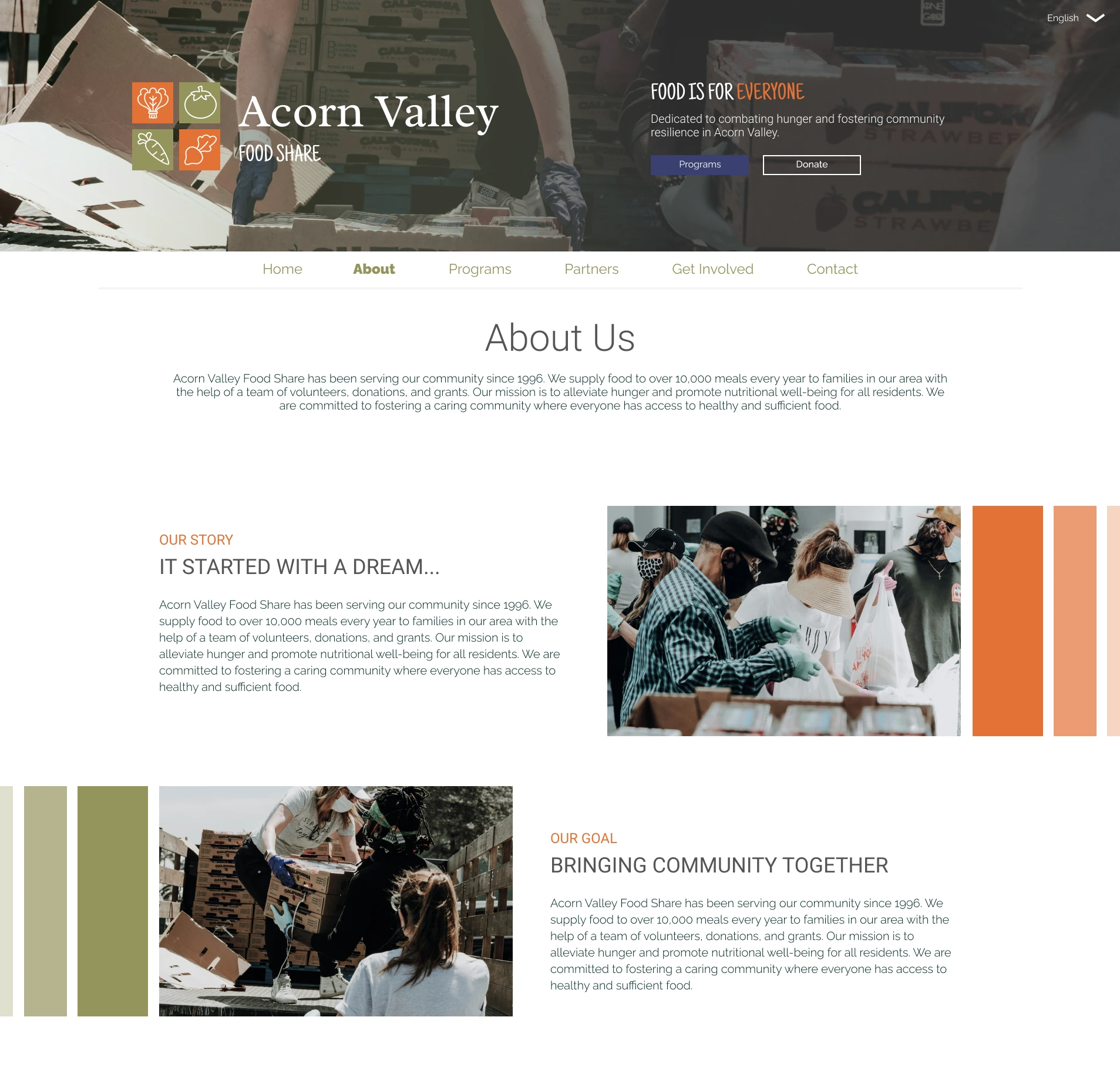 website design for about page and header